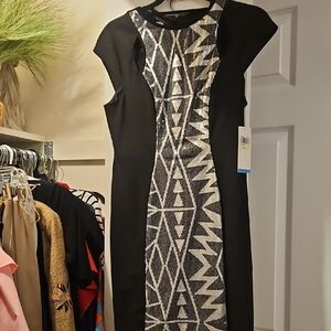 Suzi Chin for Maggy Boutique Black and Silver Mini Dress